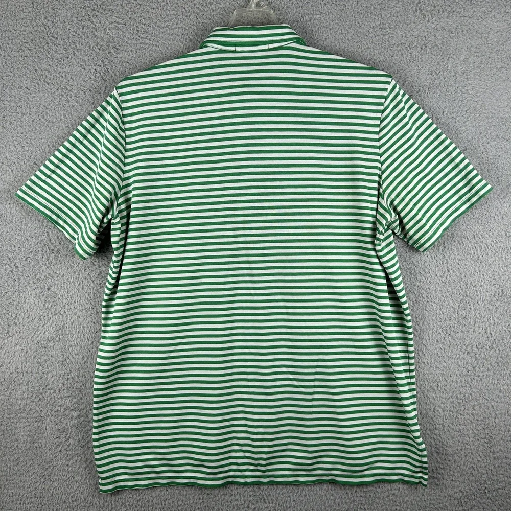 Ralph Lauren RLX Polo Shirt Mens XL Green White Striped Performance Golf Stretch